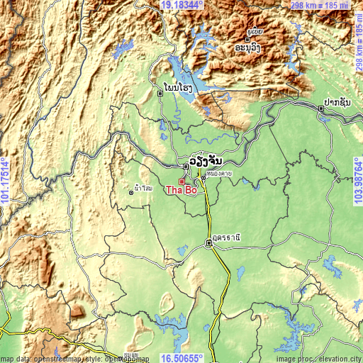 Topographic map of Tha Bo