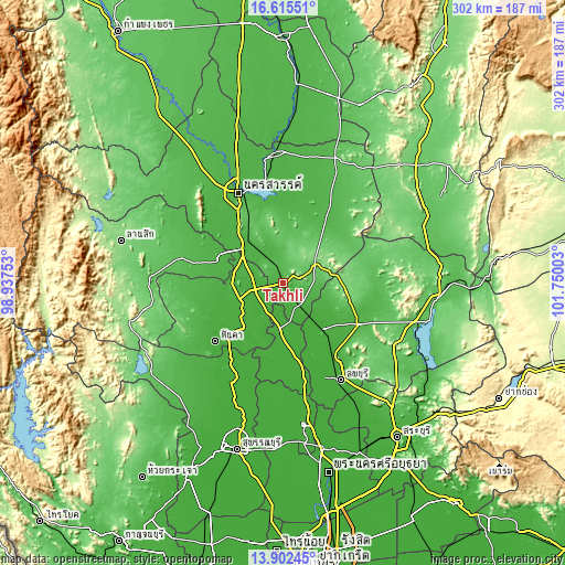 Topographic map of Takhli