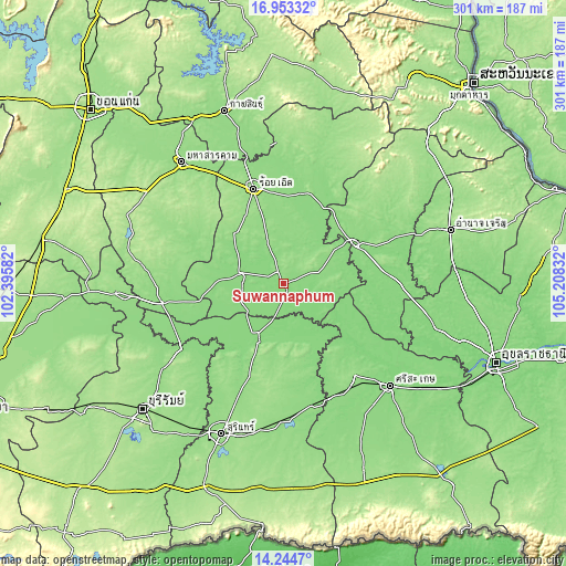 Topographic map of Suwannaphum