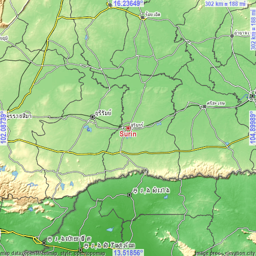 Topographic map of Surin