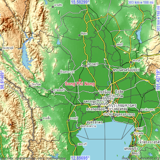 Topographic map of Song Phi Nong