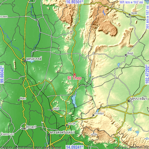 Topographic map of Si Thep