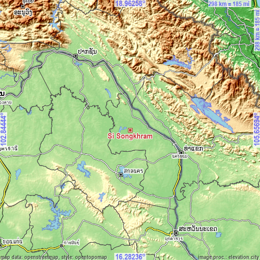 Topographic map of Si Songkhram