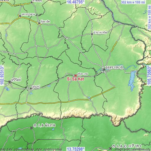 Topographic map of Si Sa Ket