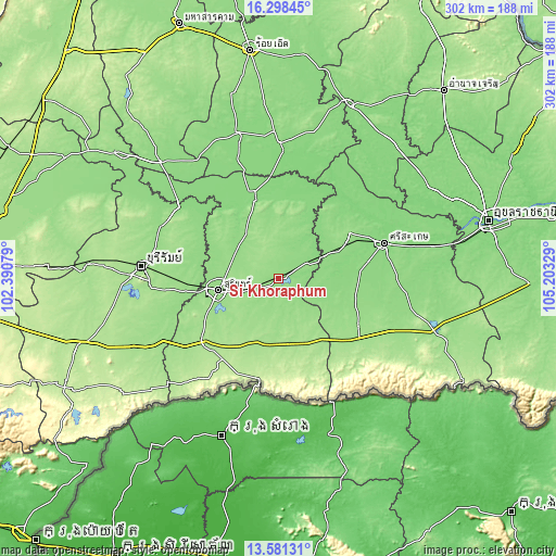 Topographic map of Si Khoraphum