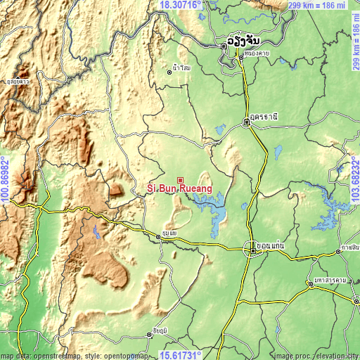 Topographic map of Si Bun Rueang