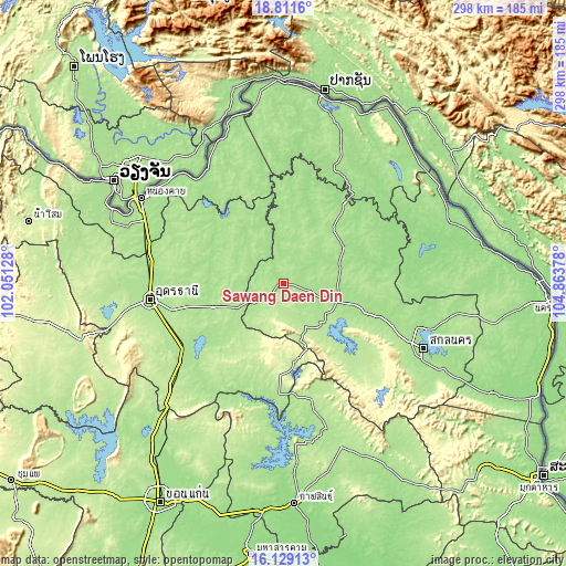 Topographic map of Sawang Daen Din