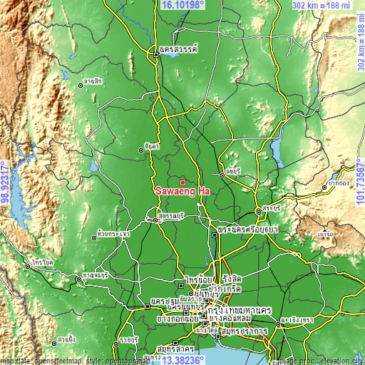 Topographic map of Sawaeng Ha