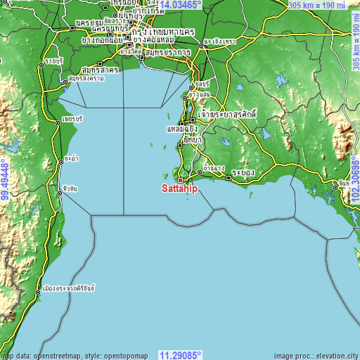 Topographic map of Sattahip