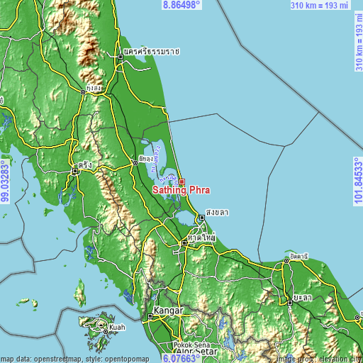 Topographic map of Sathing Phra