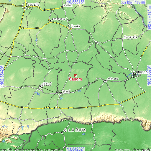 Topographic map of Sanom