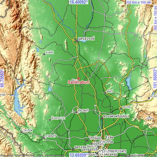 Topographic map of Sankhaburi