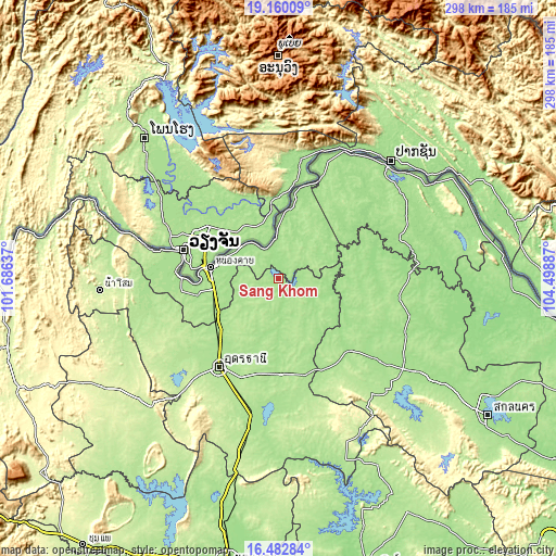 Topographic map of Sang Khom