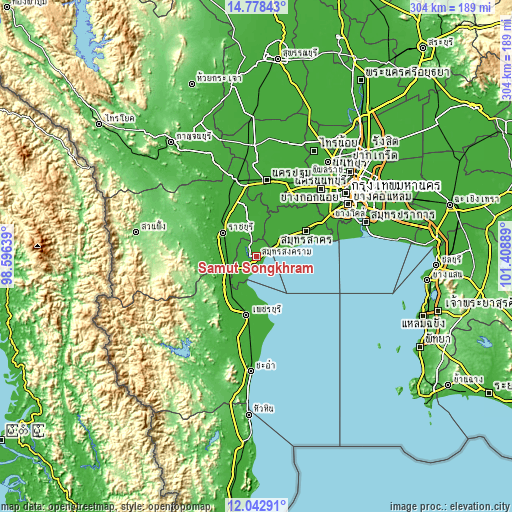 Topographic map of Samut Songkhram