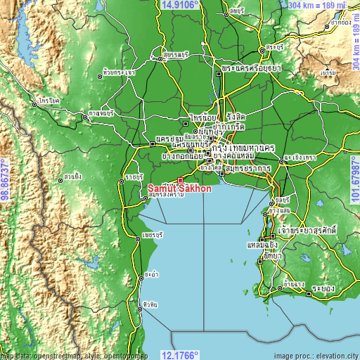 Topographic map of Samut Sakhon