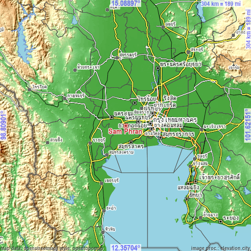 Topographic map of Sam Phran