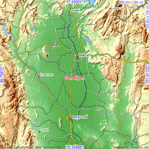 Topographic map of Sam Ngam