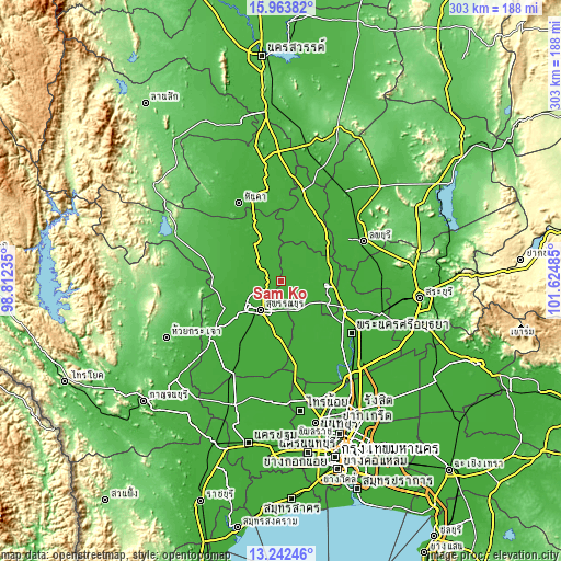 Topographic map of Sam Ko