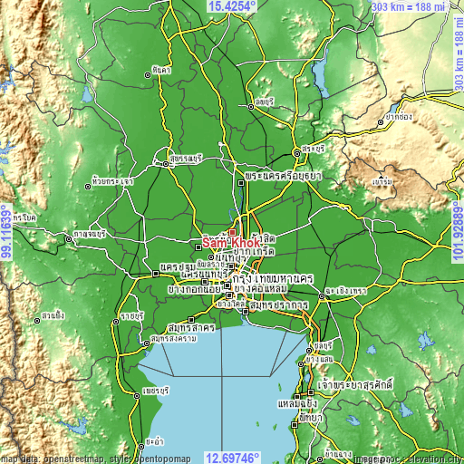 Topographic map of Sam Khok