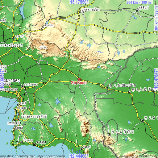 Topographic map of Sa Kaeo