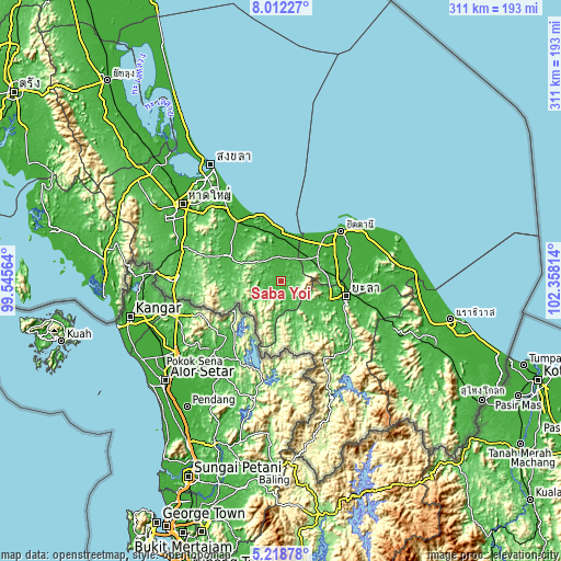 Topographic map of Saba Yoi