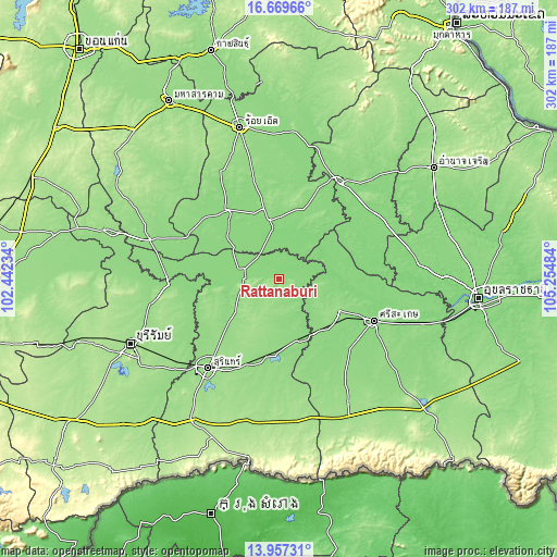 Topographic map of Rattanaburi