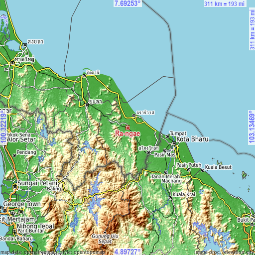 Topographic map of Ra-ngae