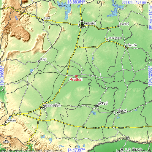 Topographic map of Prathai