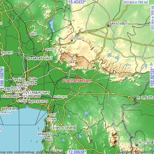 Topographic map of Prachantakham