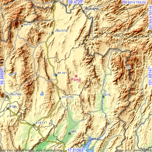 Topographic map of Pong