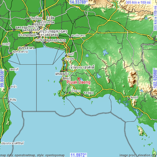 Topographic map of Pluak Daeng