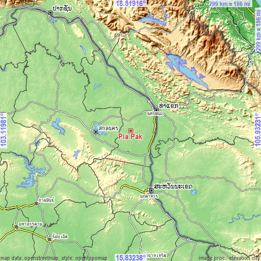 Topographic map of Pla Pak