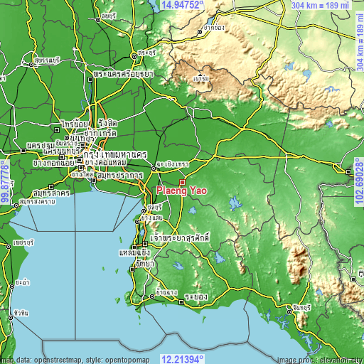 Topographic map of Plaeng Yao
