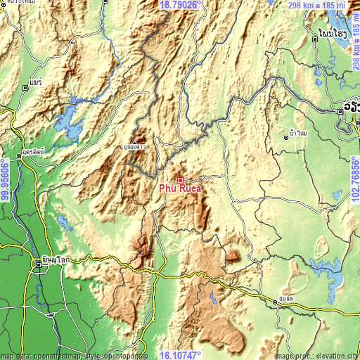 Topographic map of Phu Ruea