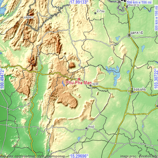 Topographic map of Phu Pha Man