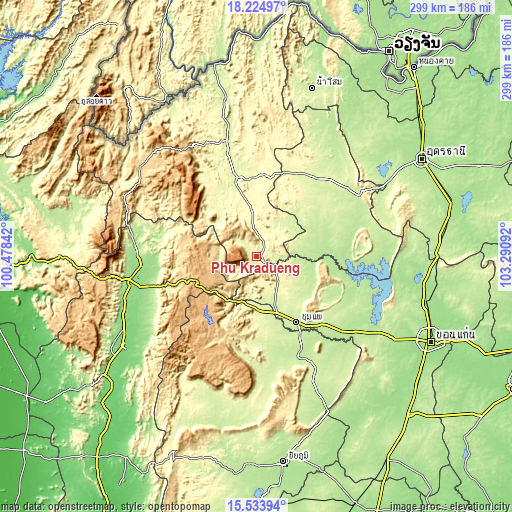 Topographic map of Phu Kradueng