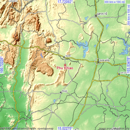 Topographic map of Phu Khiao