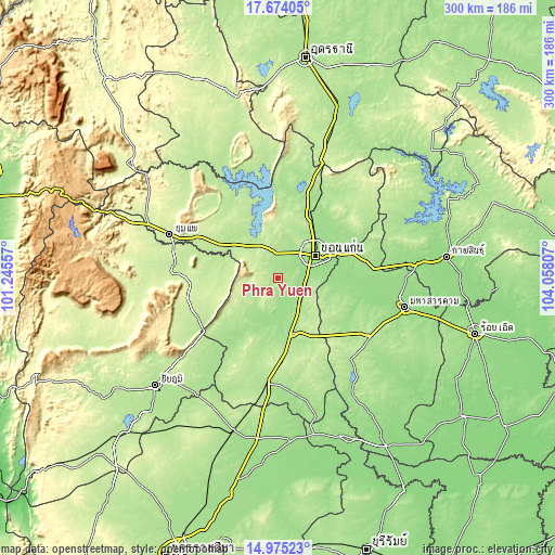 Topographic map of Phra Yuen