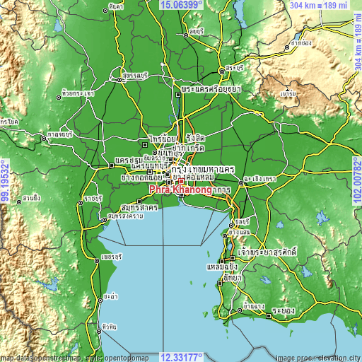 Topographic map of Phra Khanong