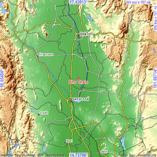 Topographic map of Pho Thale