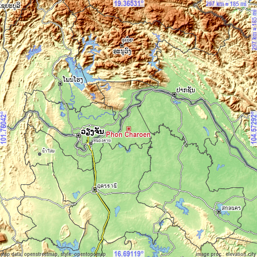 Topographic map of Phon Charoen