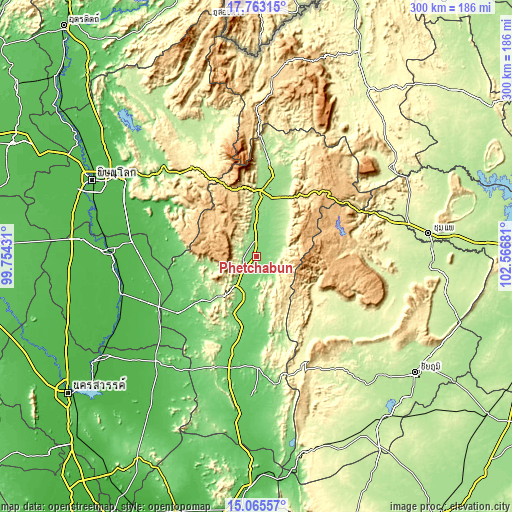 Topographic map of Phetchabun