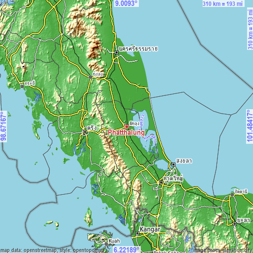 Topographic map of Phatthalung