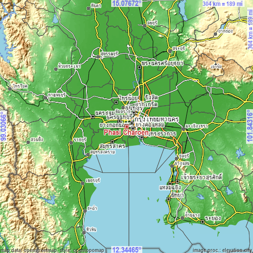 Topographic map of Phasi Charoen