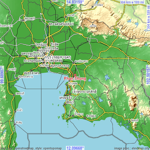 Topographic map of Phan Thong