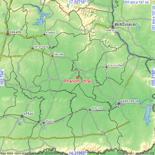 Topographic map of Phanom Phrai