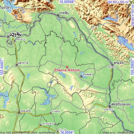 Topographic map of Phanna Nikhom