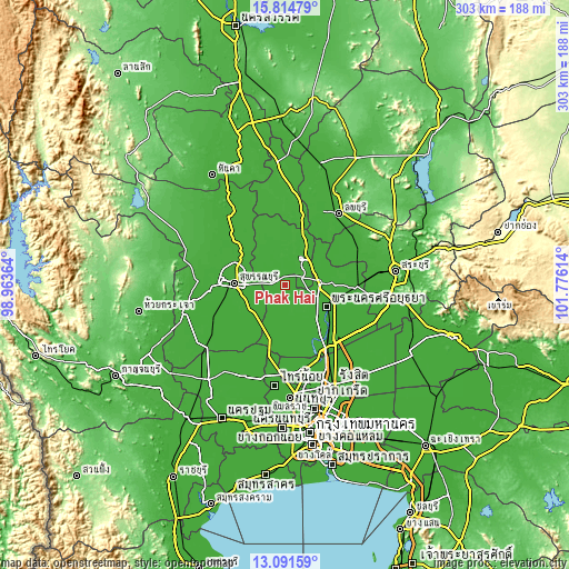 Topographic map of Phak Hai