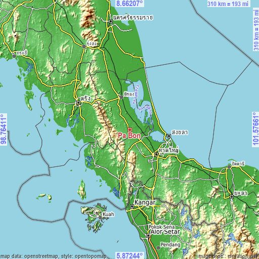 Topographic map of Pa Bon