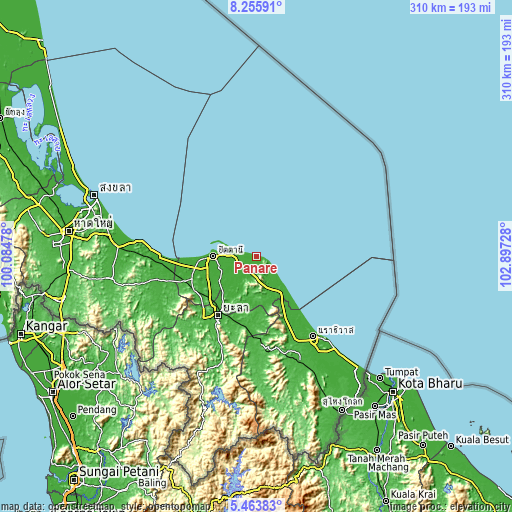 Topographic map of Panare